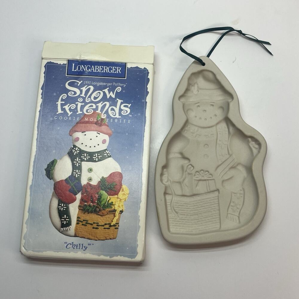 vintage 90s Longaberger pottery‎ snow friends cookie mold chilly christmas